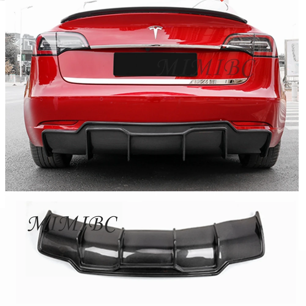 

For Tesla Model 3 Dry Carbon Fiber FRP Rear Bumper Lower Diffuser Lip Spoiler Splitter Chin Exterior Accessories 2017-2023