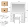 Vanity Makeup Desk with Lighted Mirror, Power Outlet, Soft Stool and 7 Drawers, 3 Color Lighting Modes Adjustable Brightness 3