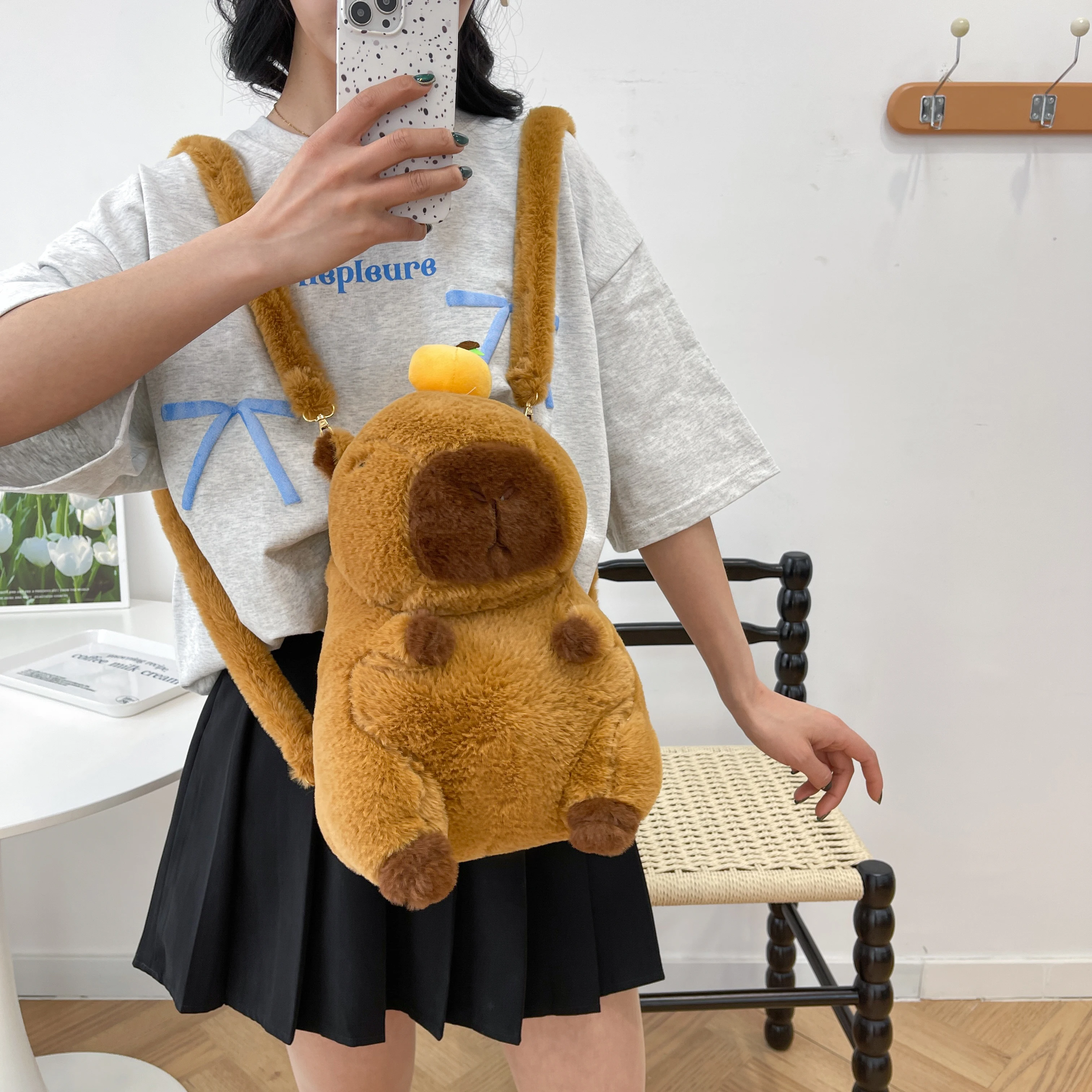 Capybara Plush Backpack Kawaii Fashion Plushie Doll Fur Bag Children's Bag Shoulder Mini Knapsack Bags Gifts For Girlfriend plush toys