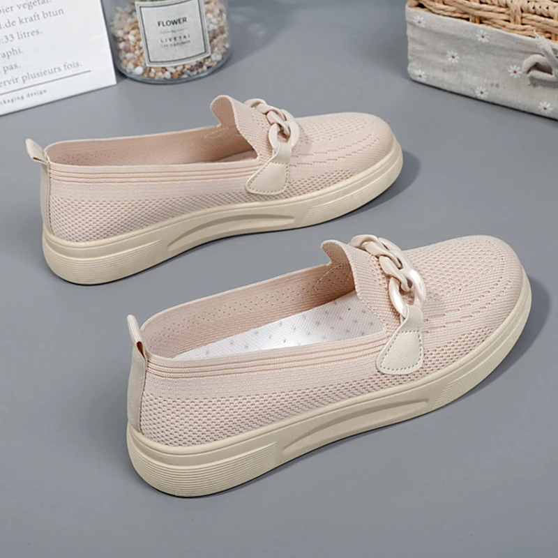 

Женские туфли на плоской подошве, повседневные женские кроссовки, модная обувь с закрытым носком и круглым носком, на танкетке, 2023, летнее платье, милая Спортивная дышащая обувь