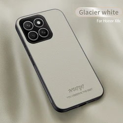 Elegant PU Leather Patterned Phone Case with Magnetic Car Holder Feature for Honor X8C (WHITE)