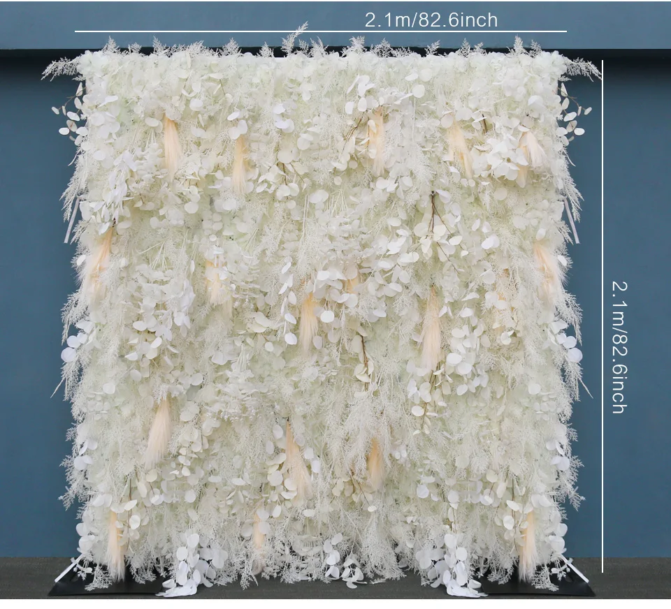 Luxury New 3D Wedding Backdrop Reed Pampas Grass White Feather Cloth