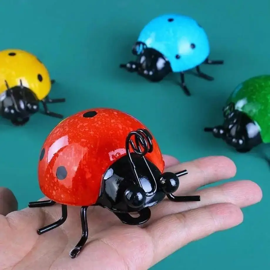 1 Pcs New Mini Iron Metal Ladybug Wall Decoration Home Decor Kindergarten Wall Decoration Small Insects