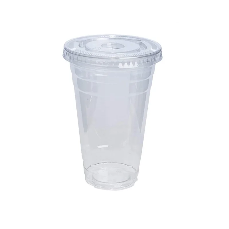 100 Sets 500ml Disposable Clear Cups with a Hole Dome Lids for Tea Fruit Tea Juice Plastic Milkshake Summer Party Drinks Cups