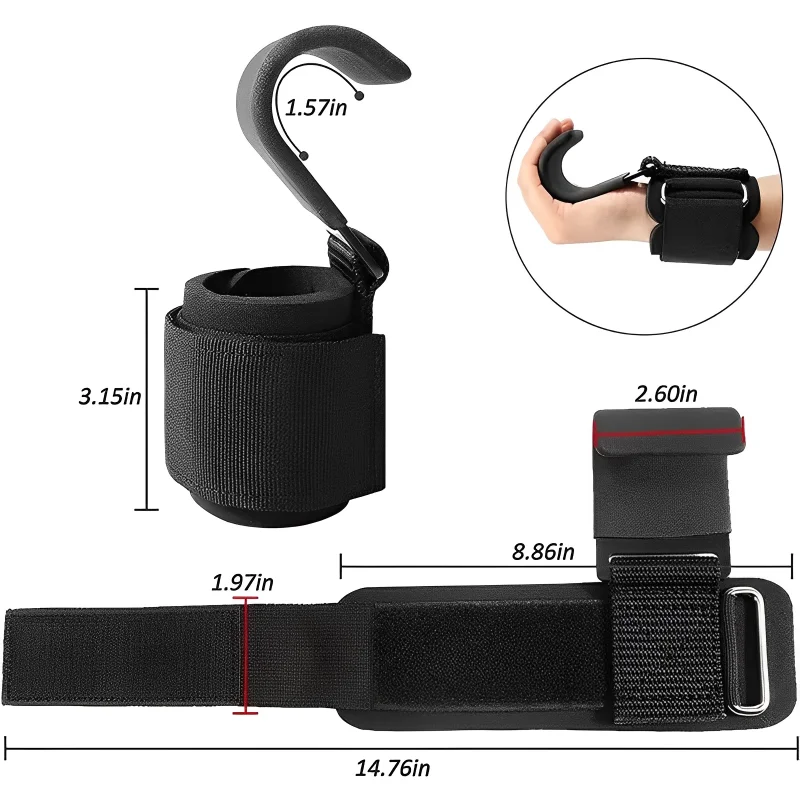 2Pcs Non-Slip Weight Lifting Hooks Straps Weightlifting Deadlift Chin Pull Up Exercise Fitness Hook Training
