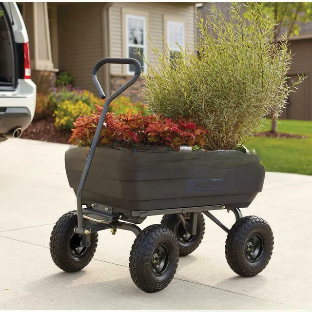 Kerti Tapadású Billenő Teherautó Szerszám Kocsi Négykerekű Műanyag Kültéri Autó - Image 5