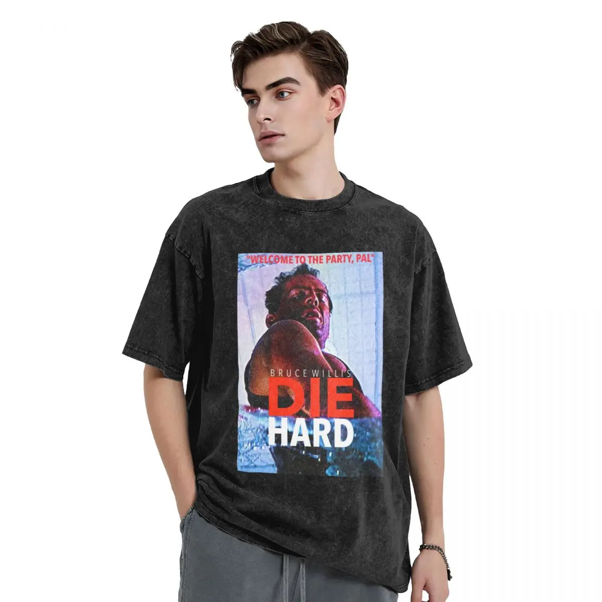 

Жесткая летняя футболка с принтом Брюса Виллиса, винтажные футболки, простая модная крутая футболка для мужчин, индивидуальные футболки большого размера