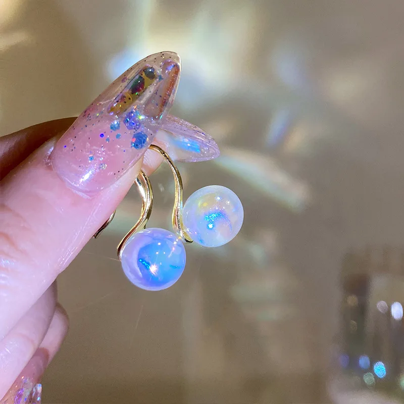 

New Korean Color Mermaid Pearl Golden Earhook Simple Earrings for Women Exquisite Daily Accessories Party Jewelry Birthday Gifts