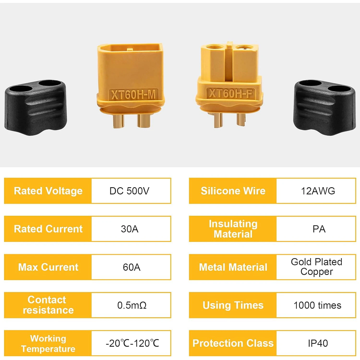 Power Plugs 10Pair XT60H (XT60 Upgrade) Male Female Bullet Connectors with Sheath for Lipo Battery RC Planes Cars