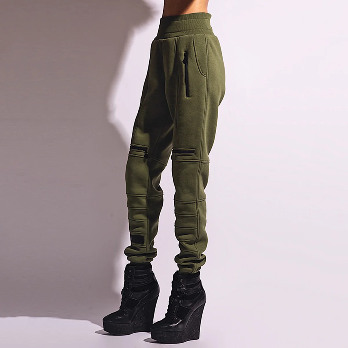 Modigirl Women's Fashion Spring Fitness High-Waisted Pant Solid Color Zipper Casual Sports Pants For Women 2024 New