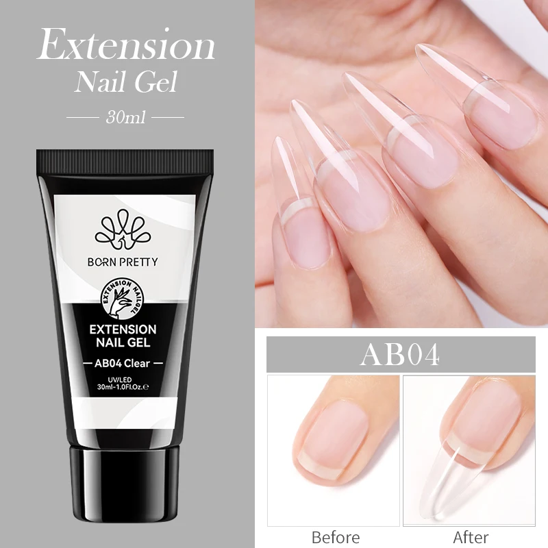 BORN PRETTY 30ml Acrylic Gel For Nail Extension Nude Clear White Color Quick Building Prolong Manicure Nail Art Hard Gel Varnish 2