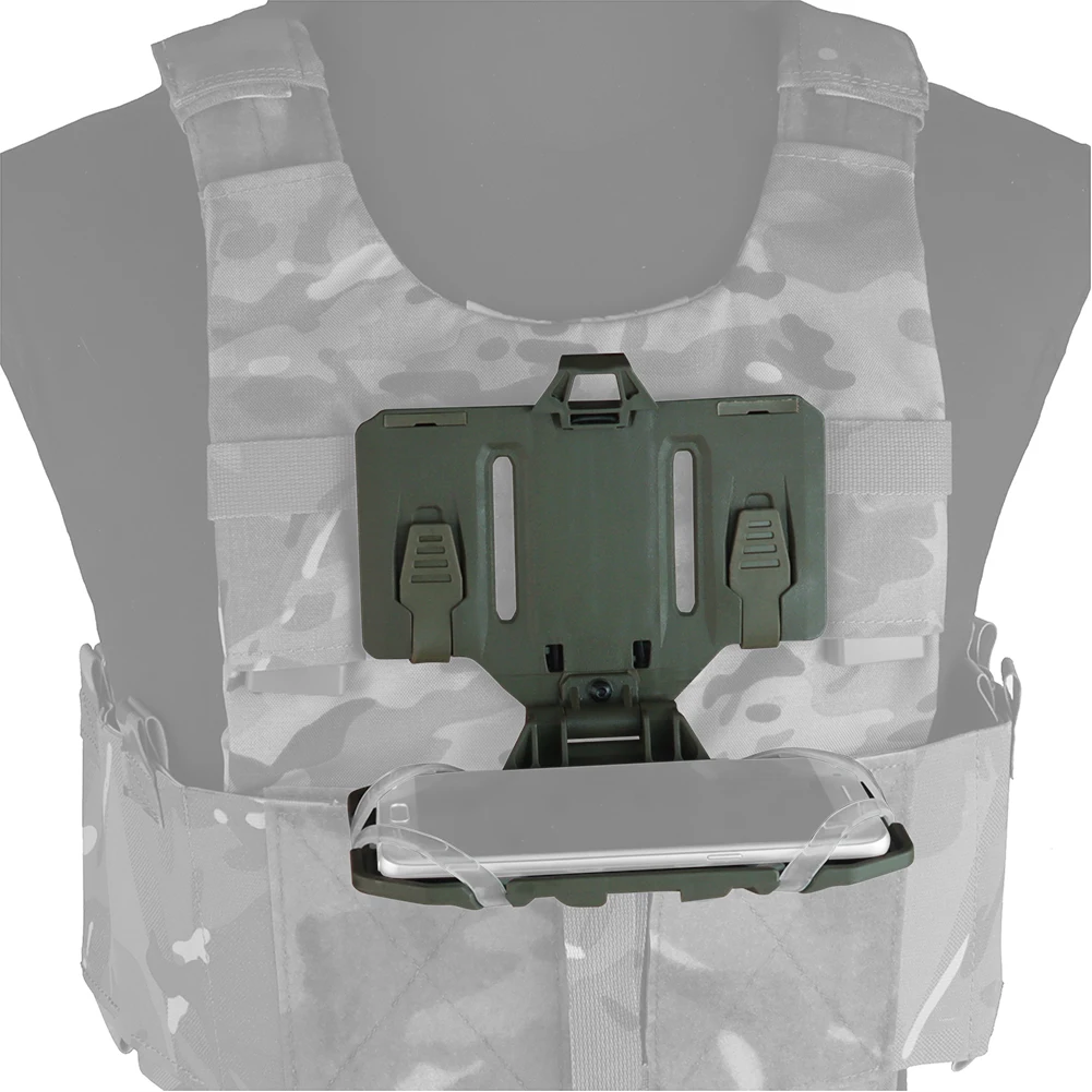 Vest Chest Cell Phone Carrier Universal Folding Navigation Molle Holder Mobile Phone Folding Mounting Bracket for Tactical Vest