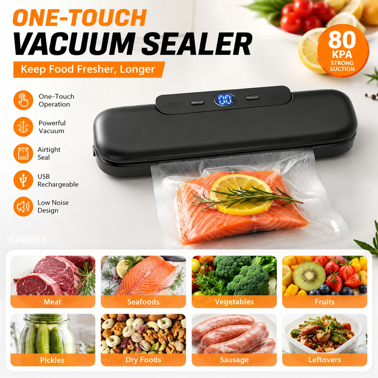 Vacuum Sealing Machine - Automatic One-Click Vacuum Sealing for Food Kitchen Home Use Food Preservation Packaging Machine 3