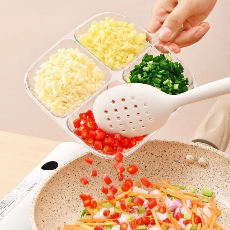 Four Compartment Side Dish Tray Handle Anti-Scalding Dinner Plate Hangable Ginger Garlic Storage Tray Home Kitchen Tool stainless steel plates