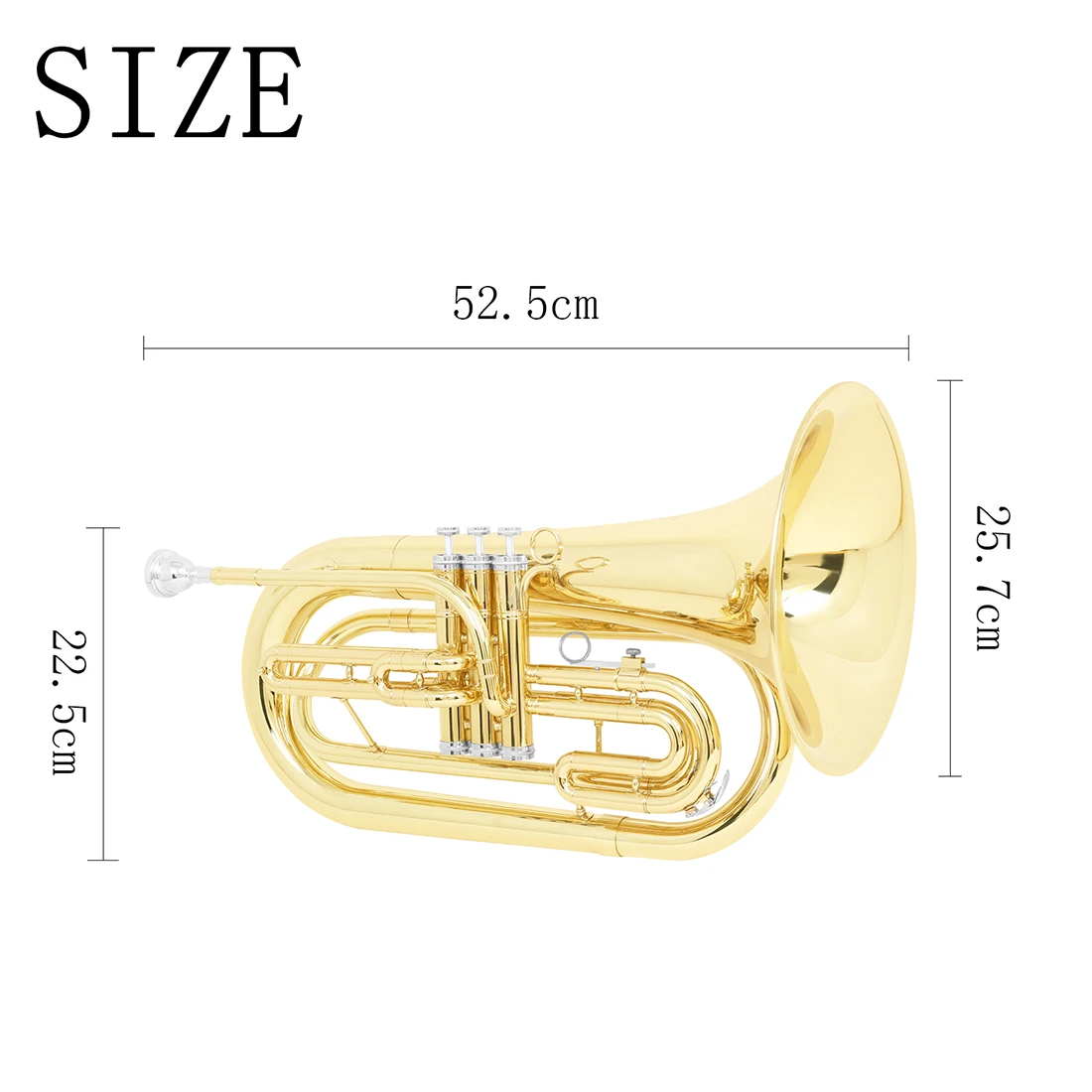 SLADE Bb Key Marching Number Gold Marching Tenor Horn with Standing Keys with Bag Cloth Glove Accessories Brass Instruments