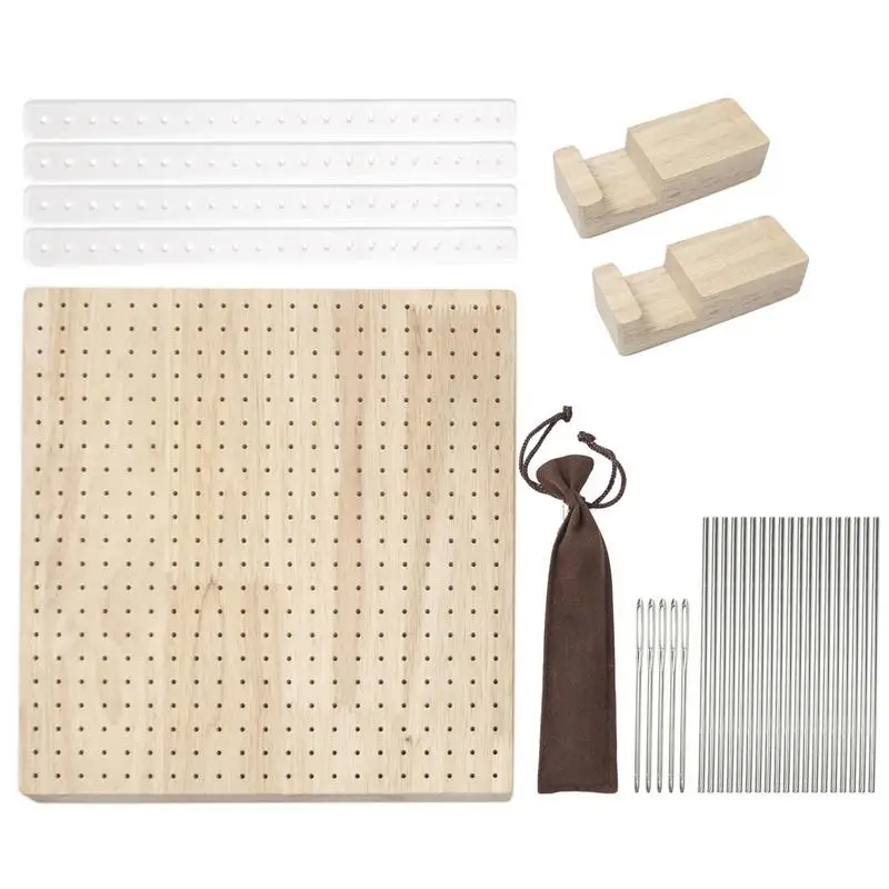 

Crochet Blocking Board Wood Embroidery Kit With Stainless Steel Rod Pins For Knitting Granny Squares Crochet Board Crafting