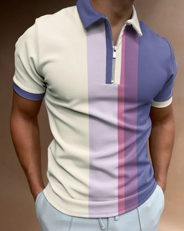 

Men's Gradient Striped POLO Shirt