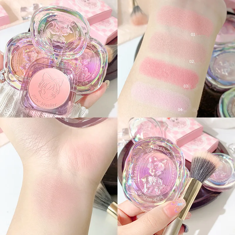 Blush Plate Girl Heart Gradient Blush Matte Rouge Cheek Violet White Natural Nude Makeup Trim