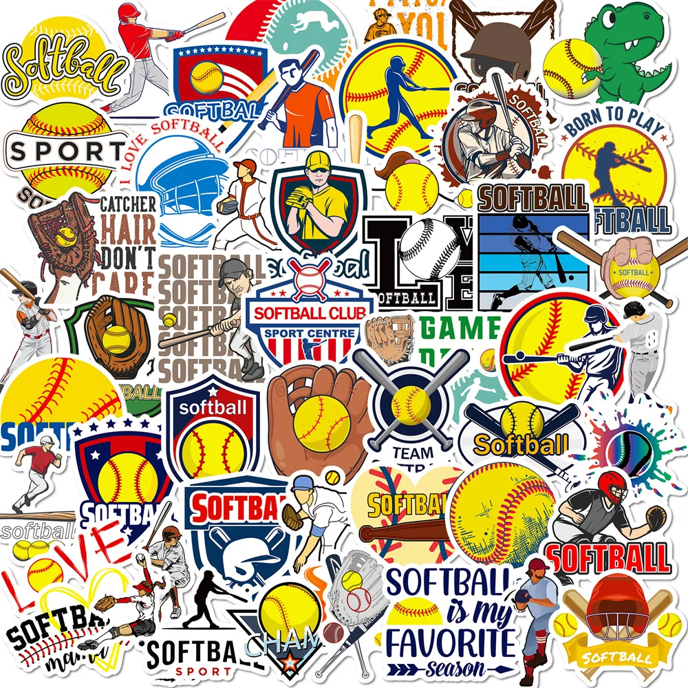 

10/30/50PCS New Yellow Softball Sticker Cartoon Creative Anime iPad Computer Luggage Car Guitar Decoration Waterproof Wholesale