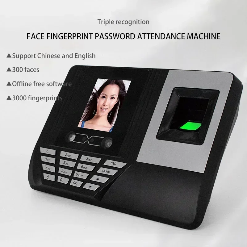 Hot Sale Biometric Face Fingerprint Time Attendance Time Clock Attendance Machine U Disc Recorder Employee Checking-in Recorder