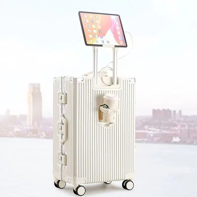 The Latest Multifunctional Luggage With Large Capacity Pull Rod Luggage Student Wheeled Suitcase Aluminum Frame Travel Suitcase