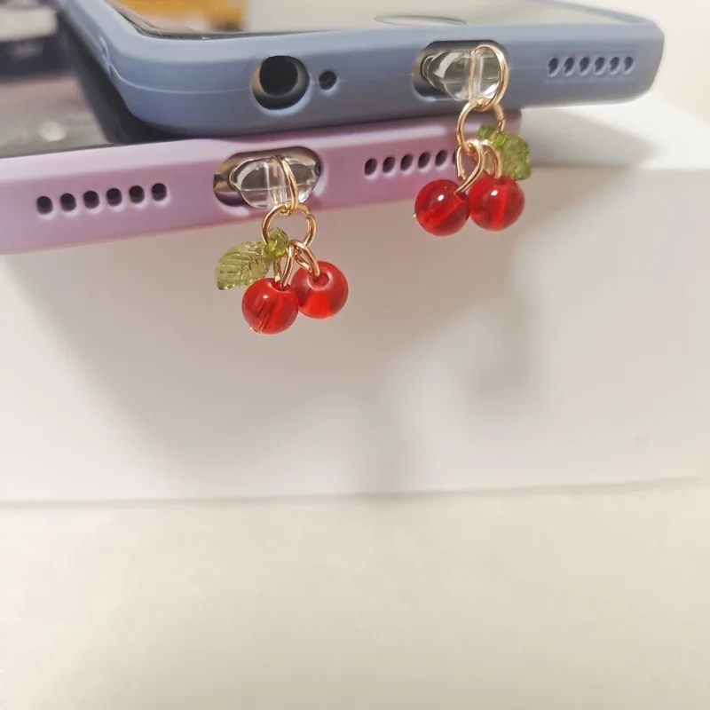 Exquisite Cherry Dust Plug Decorative Mobile Phone Pendant