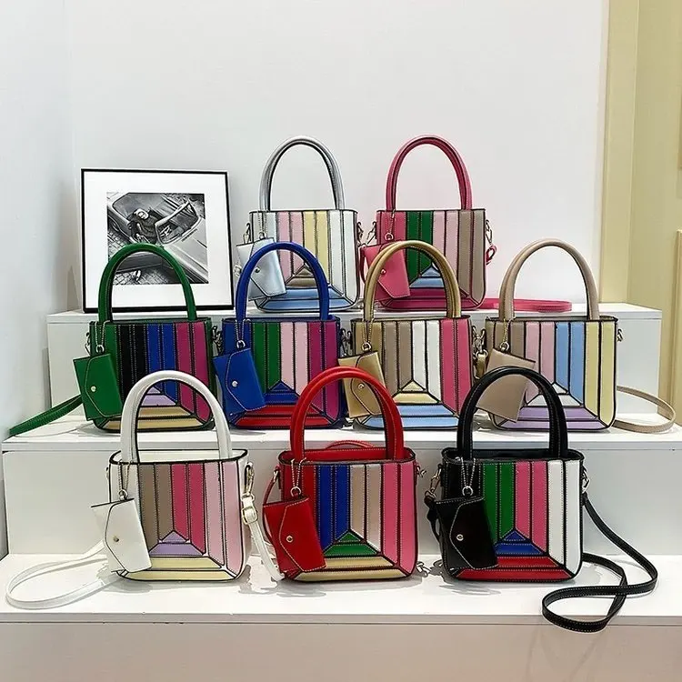 

New Women The Tote Luxury Brand Colorful Shoulder Messenger Cross Body Purses And Handbags Colorful Lines