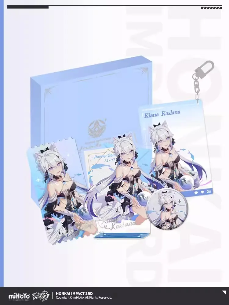 

Pre Sale miHoYo Official Honkai Impact 3 Kiana 2023 Birthday Commemorative Gift Box YueHaiLiuHua LiPai Pendant Badge Cosplay