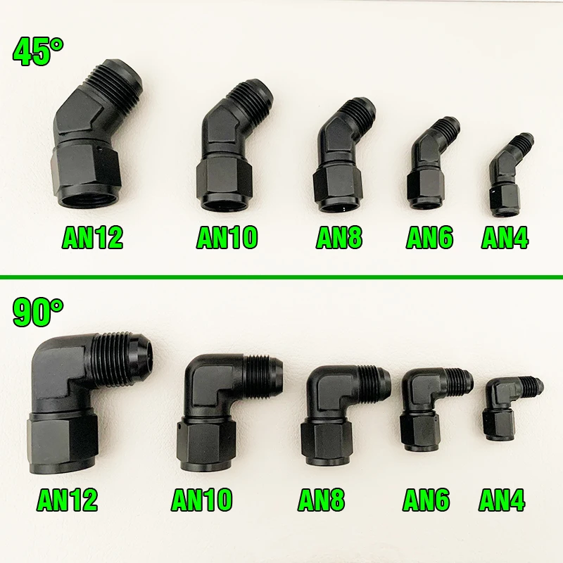 Oil Fuel Fittings Male To Female Thread 90/45 Degree Swivel Coupler AN Adapter Oil Cooler Joint Aluminum Transformation Fittings