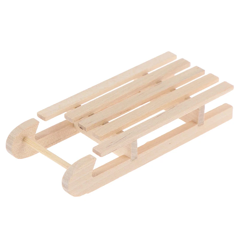 

1/12 Dollhouse Miniature Mini Wooden Christmas Sleigh Model DIY Accessory