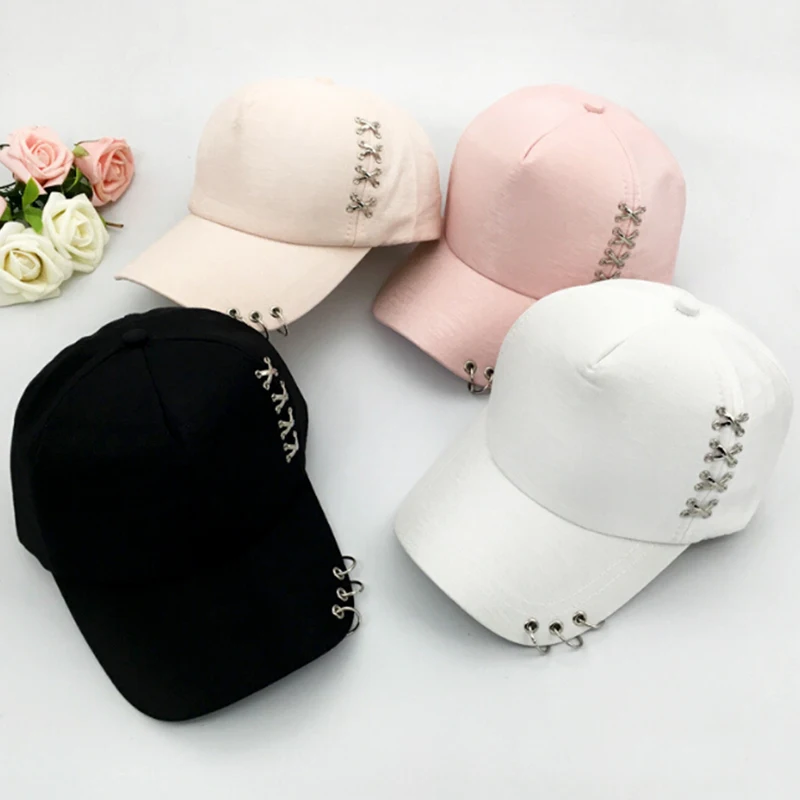 KPOP Hat Piercing Ring Baseball Adjustable Cap Hip Hop Snapback Cap Fashion baseball cap baseball caps