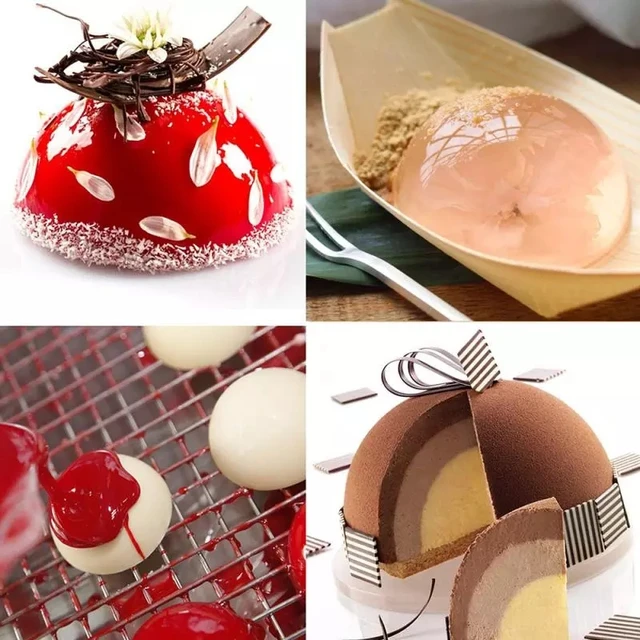 Szilikon 5 Félkörrel Lyukak Félgömb Alakú Sütemény Penész Mousse Sütő Desszert Termékek - Image 5