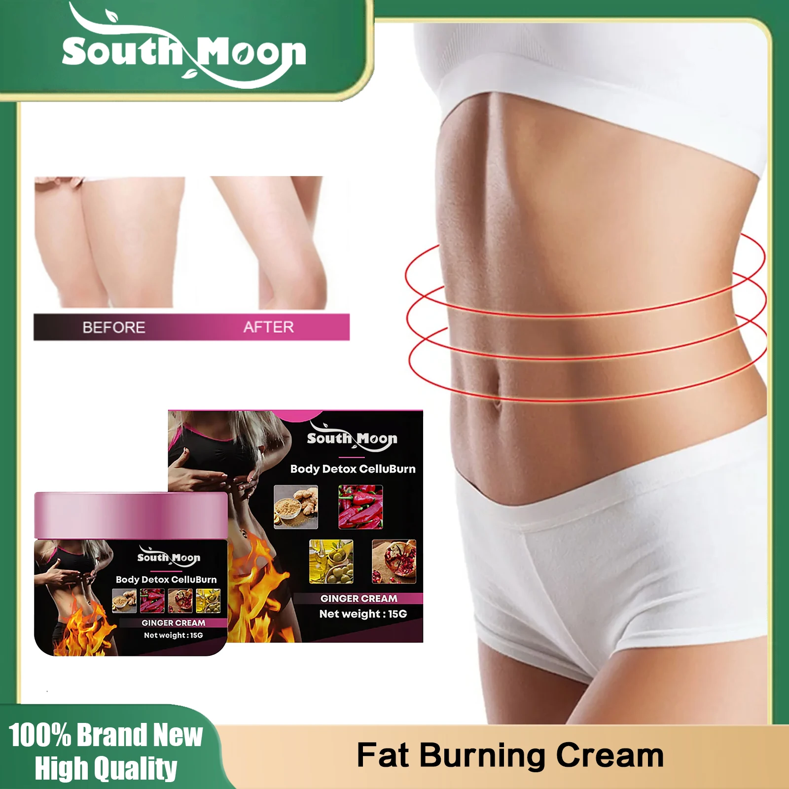 

Ginger Fat Burning Cream Anti Cellulite Full Body Slimming Shaping Weight Loss Massaging Belly Waist Legs Effective Reduce Cream