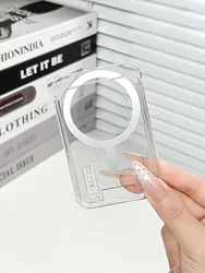 Magnetic Wallet Clear Acrylic Card Holder - Trendy Phone Accessory (WHITE)