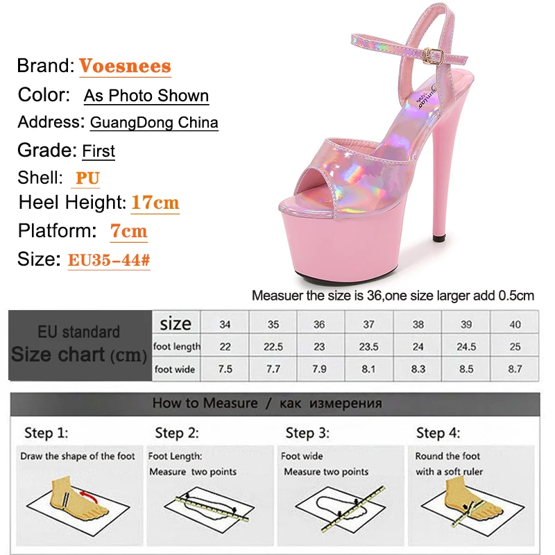 Shoes for Women 17CM High Heeled Sandals Open Toe Shoes Summer Buckle Strap Platform Party Club Striper Shoes Female Stiletto