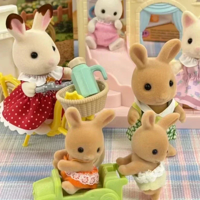 Sylvanian Families Children's Room Set Kitchen Furniture Bicycle Anime Figrues Flocking Toys Gifts Room Decora