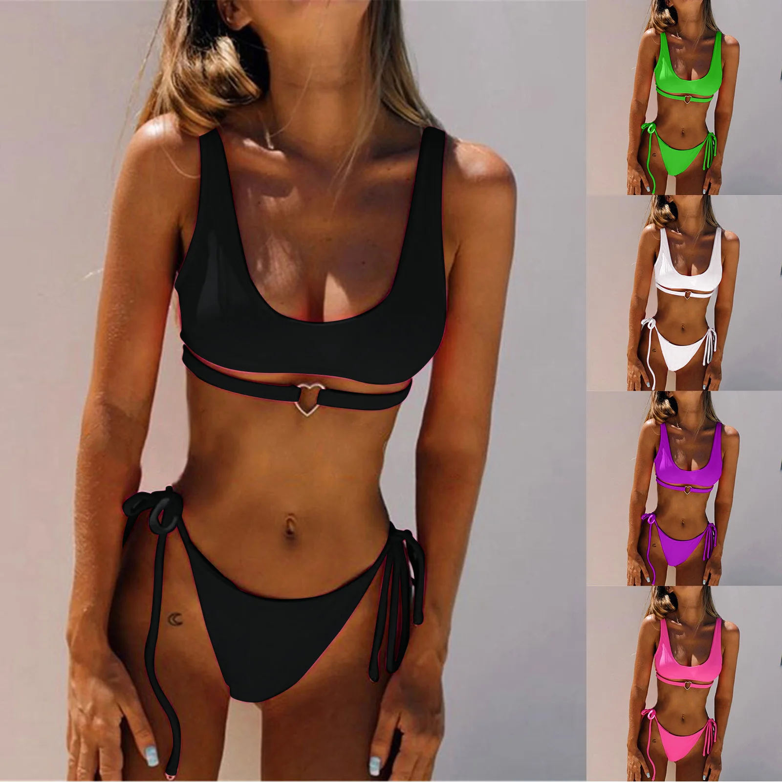 Mulheres Sexy Cintura Alta Bikini Swimsuit Swimwear Feminino Tanga