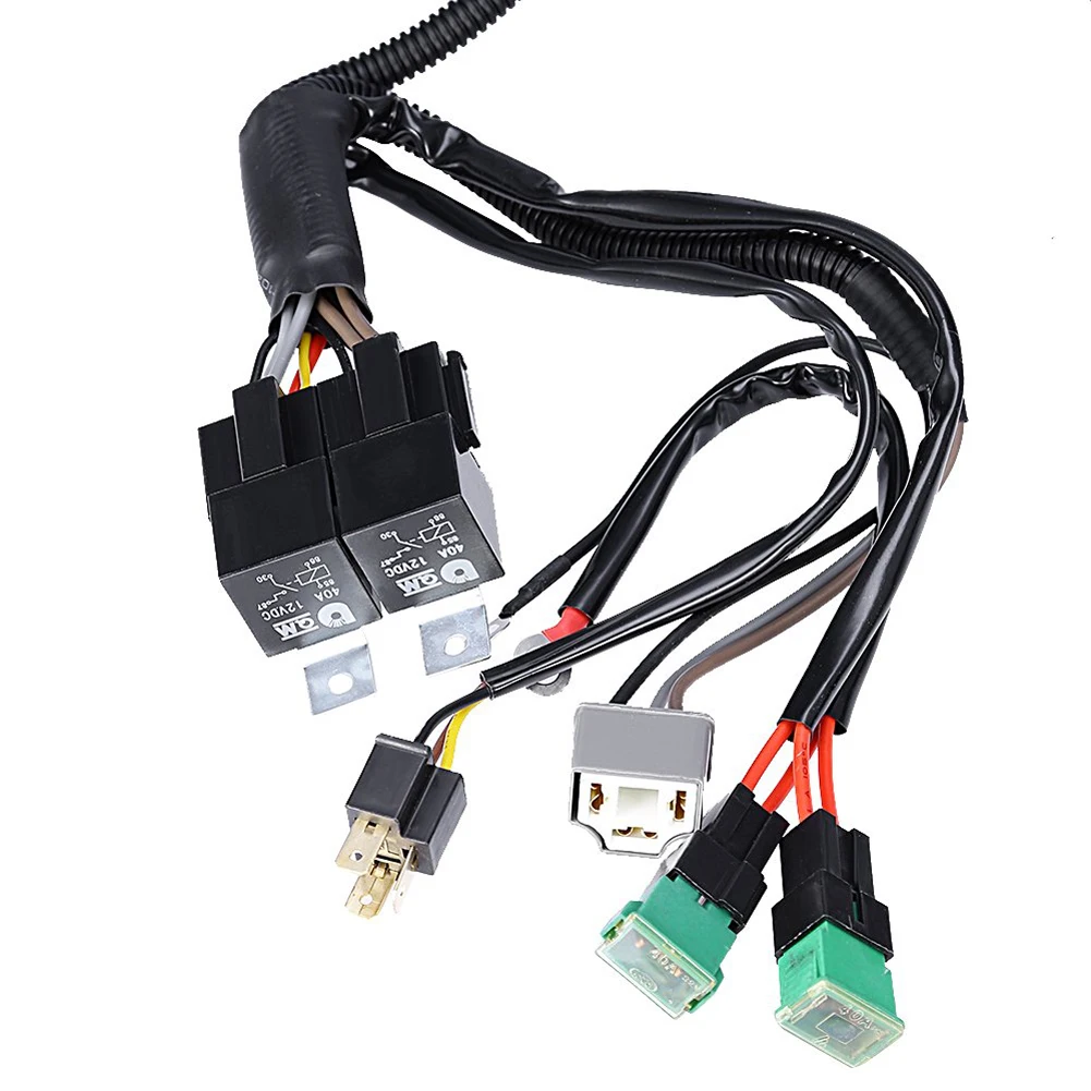 12V 자동차 H4 LED 헤드라이트 릴레이 배선 하네스 키트 H4 배선 하네스 키트 H4 9003 헤드라이트 릴레이 배선 키트 세라믹 소켓 플러그