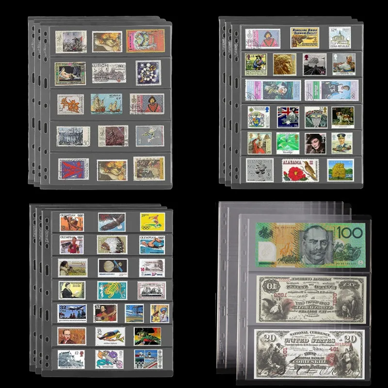 

10pcs Single Side for Stamp Collection Inserts Stamp Collection Binder Money Banknote Loose Leaf Sheet Album