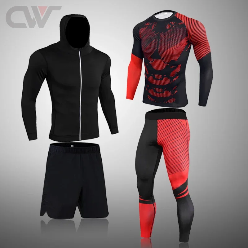 Men's Turtleneck Sports Top Running Leggings Sport Thermal Underwear Winter Workout Base Layer Jogging Wear Men Second Skin 2