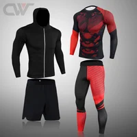 Men's Turtleneck Sports Top Running Leggings Sport Thermal Underwear Winter Workout Base Layer Jogging Wear Men Second Skin 2