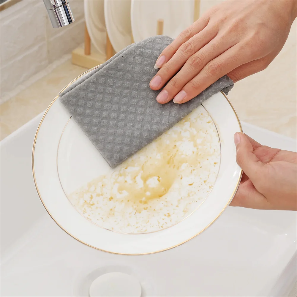 Cleaning Cloth 10Pcs Magic Wood Pulp Sponge Kitchen Towel Reusable Degradable