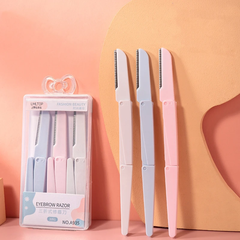 3Pcs/set Makeup Tools Eyebrow Trimmer Razor Remover Foldable Blade Safe Eyebrows Shaper Trimming Knife for Women