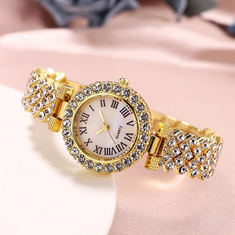 Exquisite Luxury Diamond Gold Watch For Women Bracelet Watches Steel Belt Quartz Ladies Wristwatch Fashion Women's Watches Clock