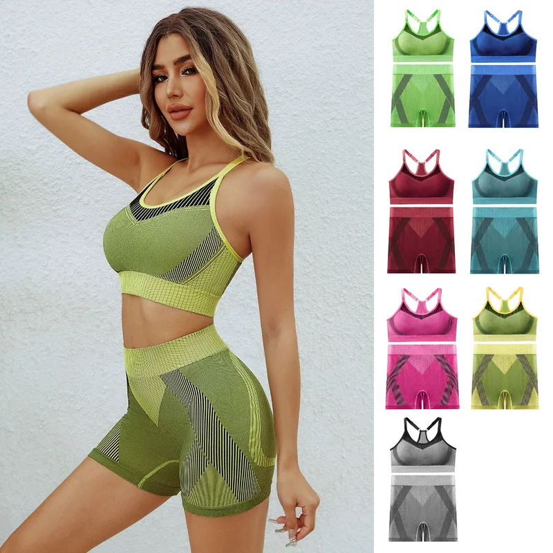 Women Wireless Push Up Sports Stylish Tank Top Bralette White & Green (Set of-2)