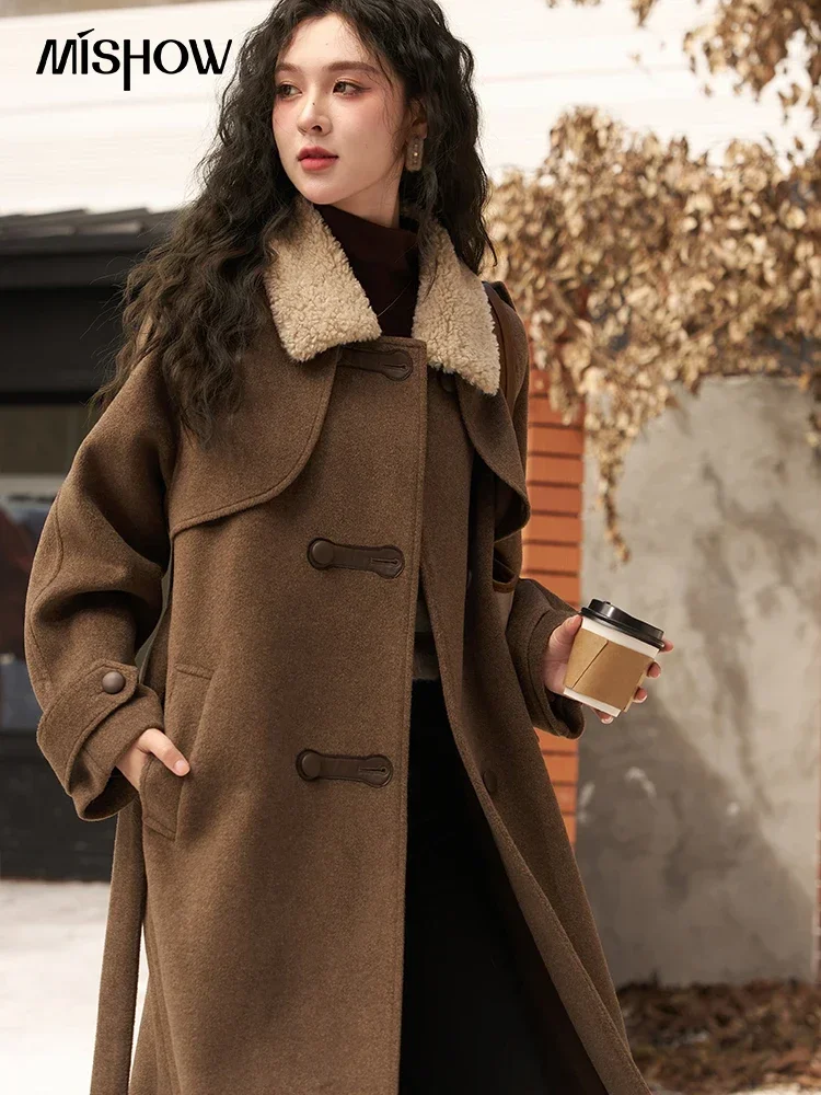 MISHOW Winter Thick Woolen Long Coat for Women 2023 Loose