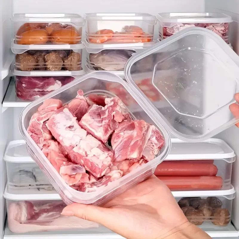 1/10PC Small Food Preservation Boxes Refrigerator Frozen Meat Vegetable Fresh-Keeping Box Transparent Kitchen Sealed Storage Box 2