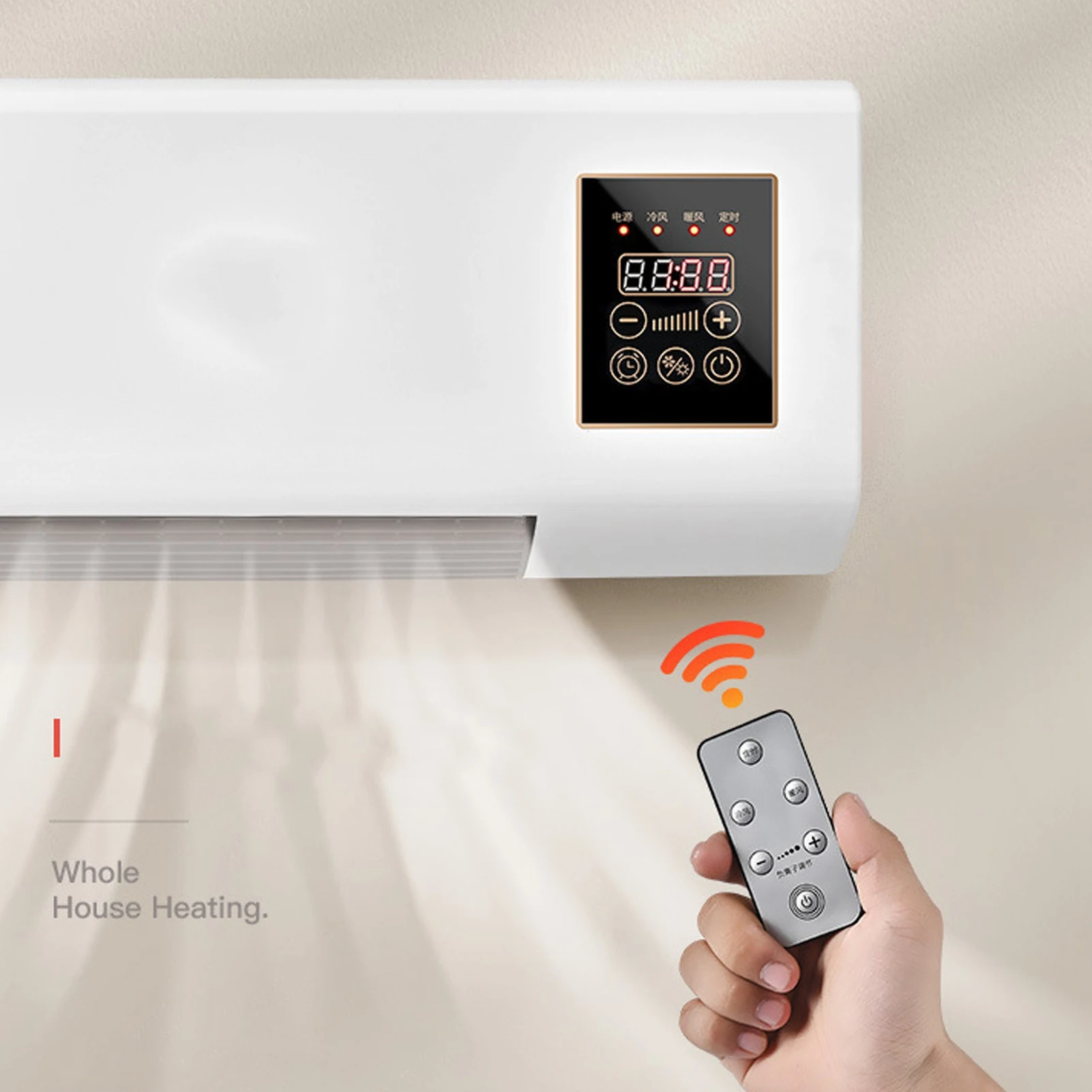 Electric Fan Wall Mount Easy Operation Temperature Protection Timer Heating Fan 4
