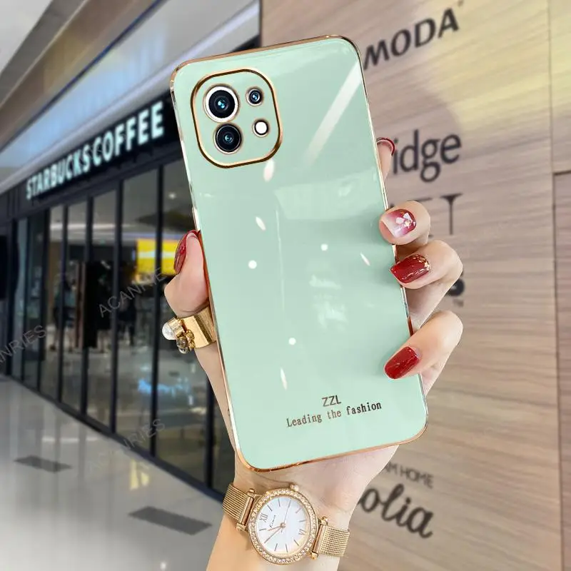 thumbnail image 1 of Luxury Ring Holder Case For Xiaomi Mi 11 Lite 5g Ne 11lite 4g 11t Pro Plating Square Silicone Stand Cover Xiomi Mi11 T Xiaomi11, 1 of 5