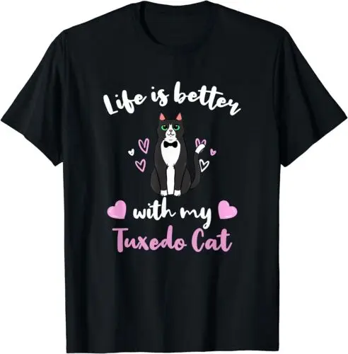 

Футболка с надписью «Life Is Better With My Tuxedo Cat»
